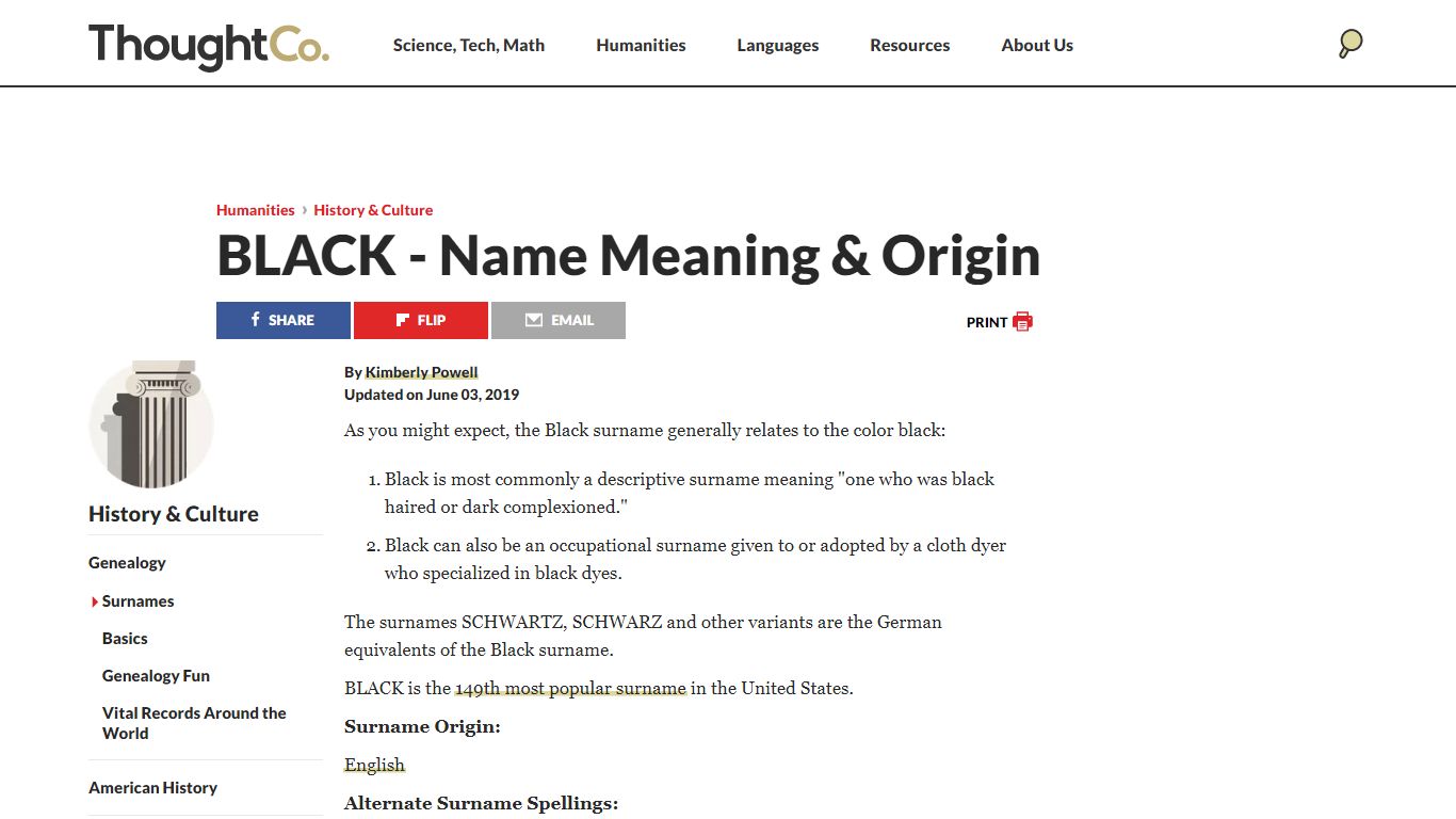 Black Surname Meaning and Origin - ThoughtCo